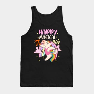 Happy Pi Day Magical Rainbow Unicorn with Pastel Cutie Pi Tank Top